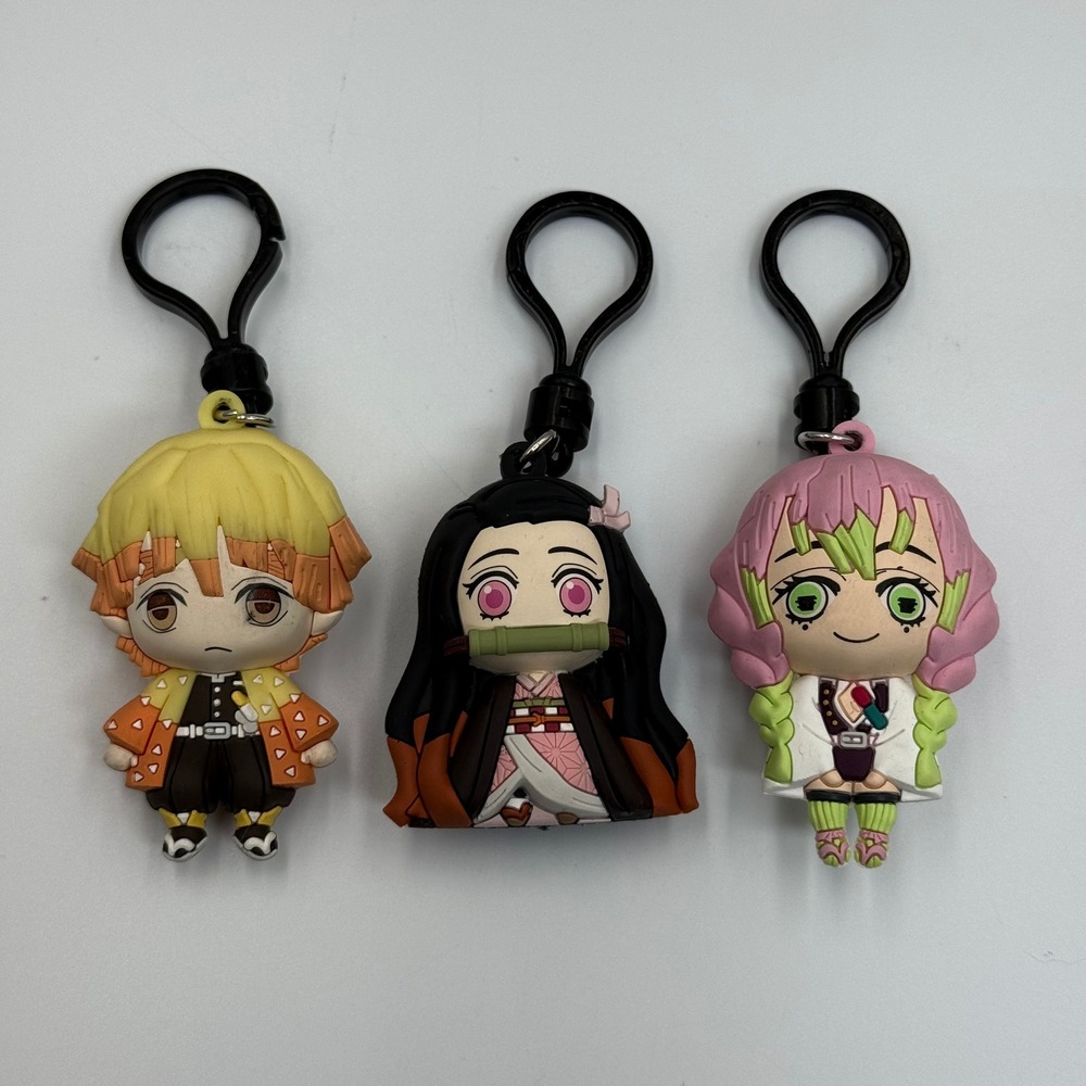 Demon Slayer Figural Bag Clips Monogram Zenitsu Nezuko Mitsuri Lot of 3 Keychain